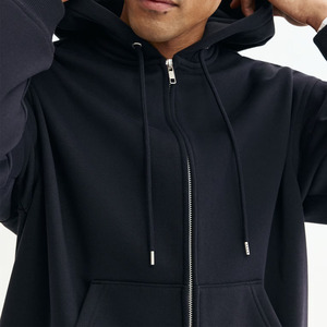 SAAR INDUSTRIES Logo personnalisé vêtements de sport manches longues sweat à capuche zippé en couleur noire tissu polaire 380gsm non boulochage de haute qualité - Product Image 4