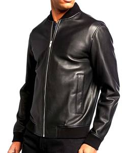 Blouson ras du cou tendance OEM personnalisé fait à la main style bombardier veste en cuir pour hommes pour l'hiver chaud et coupe-vent - Product Image 2