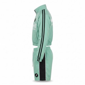 Ensemble veste coupe-vent pour homme, veste de course en nylon bicolore à fermeture éclair courte et short, vert menthe réfléchissant, noir, logo personnalisé OEM - Product Image 3