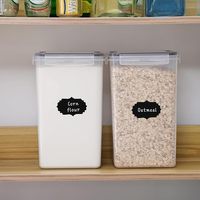 Lot de 2 contenants de stockage pour farine et sucre de 6,5 L, boîtes de rangement de grande capacité en plastique de 5,9 QT avec étiquettes, ensemble de cuillères doseuses