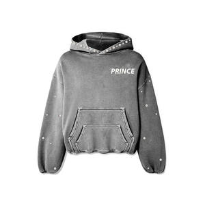 Prince personnalisé de haute qualité décontracté hommes sweats à capuche sweat à capuche lettre Logo Double ligne haute rue surdimensionné hommes sweat à capuche ample - Product Image 1