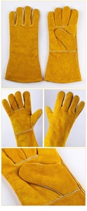 Guantes de soldadura de cuero Guantes de trabajo de seguridad resistentes al calor Guantes industriales de puño largo al por mayor - Product Image 3