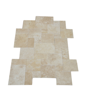 Carreaux de bord ciselés en travertin turc léger de sélection supérieure Offre Spéciale ensemble de motifs carrés français modernes pour hôtels - Product Image 1