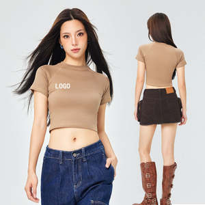 Venta al por mayor de ropa de mujer con logotipo personalizado blusas de franela transpirable camisetas cortas informales con patrón a cuadros OEM logotipo personalizable - Product Image 6