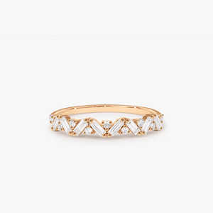 Slay With Your Style Baguette inclinée en or 14 carats de 0.35 carats et bague ronde en diamant cultivé en laboratoire pour anniversaire et mariage - Product Image 3