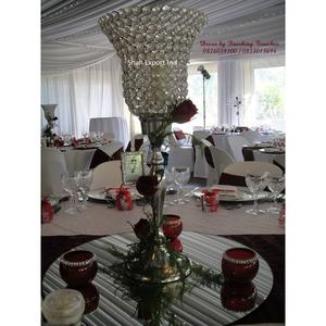 Portavelas Hurricanes con cuentas de cristal de diseño personalizado para boda, hogar, mesa decorativa, centros de mesa de plata - Product Image 1