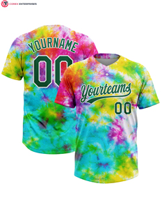 เสื้อซอฟต์บอลมีกระดุมสองเม็ดสำหรับเยาวชนเสื้อเจอร์ซีย์ผูกย้อมสีแบบสั่งทำ - Product Image 5