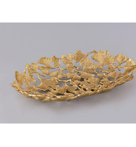 Pays rond plats et assiettes en aluminium métal forme ronde plaqué or bol feuille Design fantaisie moderne maison bol décoratif - Product Image 4