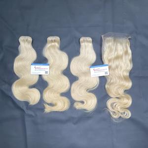 Venta al por mayor de mechones de cabello humano virgen color rubio extensiones de onda del cuerpo crudo Vietnamesehair cutícula alineada doble trama del pelo - Product Image 1