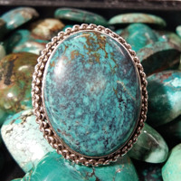 Anillo de Turquesa Tibetana Natural, Plata de Ley 925, Anillo de Piedras Preciosas Hecho a Mano, Proveedor de Joyería al por Mayor
