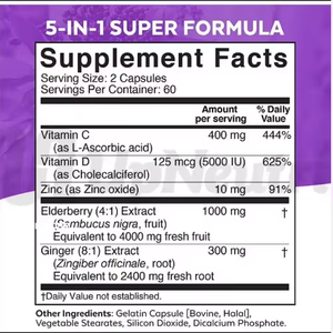 Viên nang kẽm chứa vitamin C và Vitamin D3, bổ sung hỗ trợ miễn dịch dành cho người lớn, viên nang Elderberry tăng cường chống oxy hóa - Product Image 6