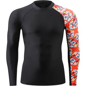 เสื้อป้องกันผดผื่นแบบแขนเต็มของผู้ชายผ้าสแปนเด็กซ์/ ไนลอนพิมพ์ดิจิตอลเป็นมิตรกับสิ่งแวดล้อมผ้าสแปนเด็กซ์ - Product Image 2