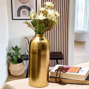 Hermoso jarrón con estilo, florero de Metal dorado para mesa de boda, centro de mesa, maceta hecha a mano, decoración Vintage para jarrón de oficina y hogar - Product Image 4