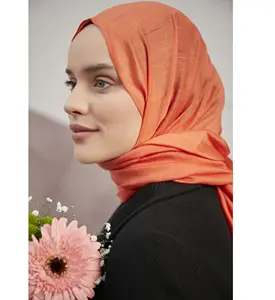 Damen Schal Hijab Monogramm Seiden schal 100% Polyester Dunkelorange Farbe Größe 80X190 Hohe Qualität-Made in Turkey