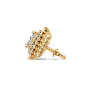 Boucles d'oreilles clous en diamant taille princesse 1,58 carat avec double halo, en or 18 carats jaune, blanc et rose, plaqué rhodium, à visser - Product Image 3