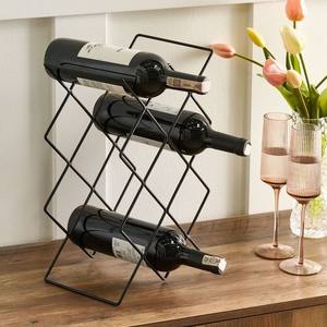 Porte-bouteilles géométrique en métal pour table - Support de rangement moderne pour bar à domicile - Product Image 4