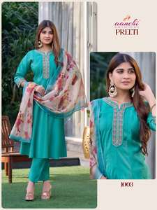 Presentamos el nuevo conjunto de Kurti de tela romana Simmer con estampado digital y dupatta para mujer. - Product Image 3