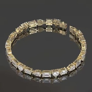 Bracelet de tennis en diamants de laboratoire pour femmes et hommes, bracelet de tennis en diamants taillés mélangés, bracelet en diamants en or massif - Product Image 4