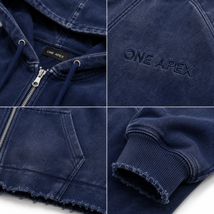 เสื้อฮู้ดโอเวอร์ไซส์แบบครอปสำหรับผู้หญิง ONE APEX ผ้าฝ้ายฟลีซหนานุ่ม ระบายอากาศได้ดี ซับในอย่างดี ลุคซักฟอกแบบวินเทจ สไตล์สตรีทแวร์สำหรับฤดูหนาว - Product Image 4