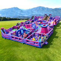 Parcours d'obstacles gonflable en PVC, parc à thème géant, aire de jeux gonflable extérieure personnalisée, y compris toboggan, jeux sportifs et obstacles