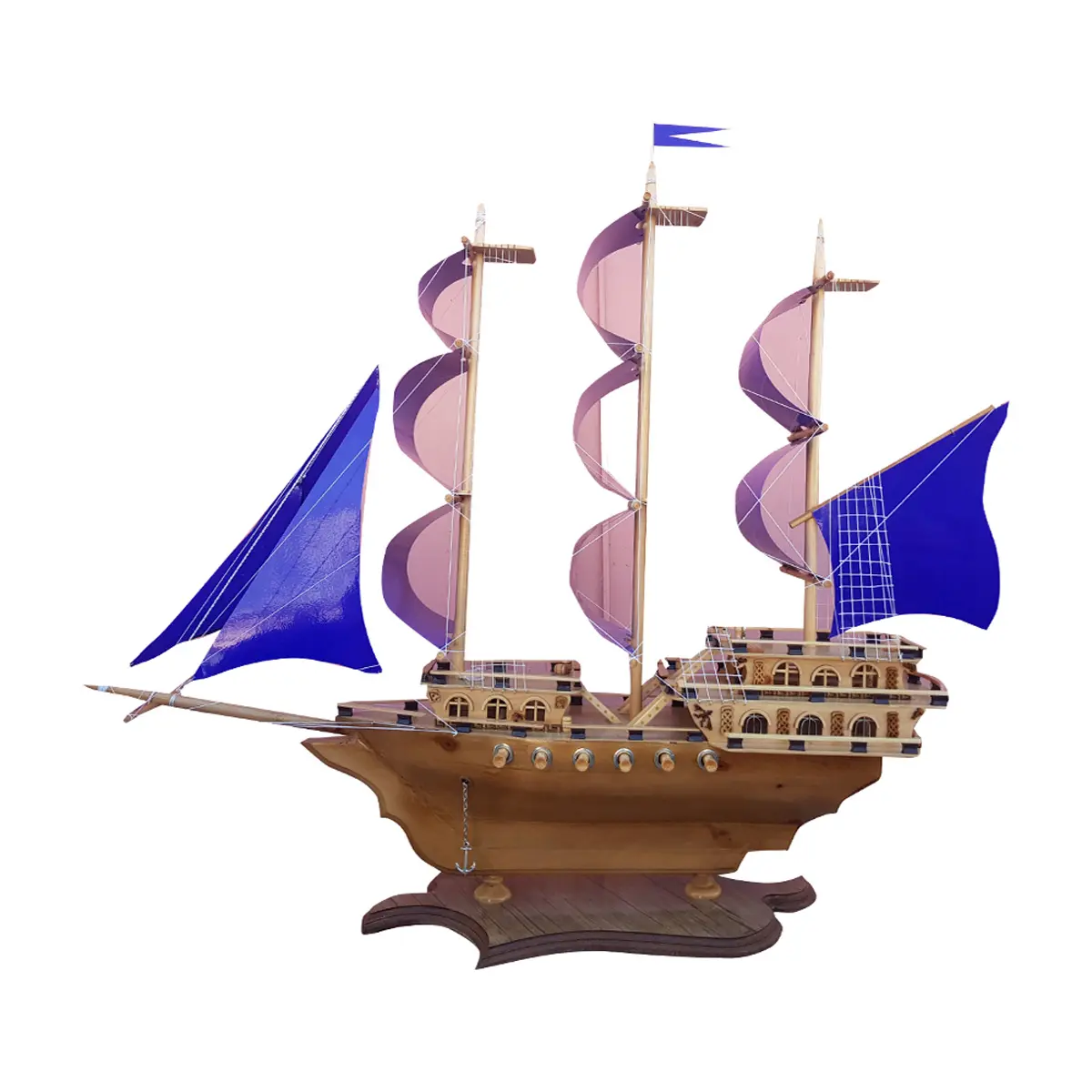 Ship with sails on wooden gift with meaning small copy of a ship antique value elite product