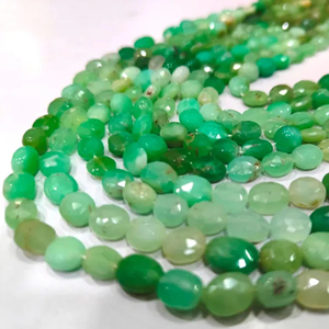 Cuentas de Briolette facetadas de crisoprasa Natural, cuentas de piedra preciosa verde de 7X9mm por hebra, 13 pulgadas de largo - Product Image 1