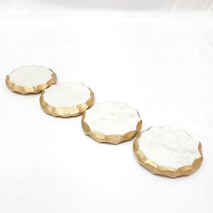 Marble Material Round Shape <b>Gold</b> Finished Tea <b>Coaster</b> Fancy Style Luxury Handmade Hot Selling Highest Quality - Product Image 1