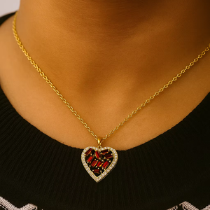 Collier cœur en grenat, argent sterling 925, pendentif fait main, collier de pierre de naissance de janvier - Product Image 1