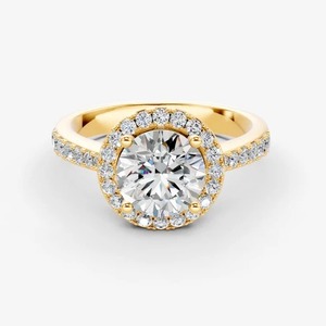 Bague solitaire Timeworn Halo avec diamant rond de laboratoire de 0,67 carat EF-VVS2 en or massif 14 carats, idéale pour le quotidien et les occasions spéciales - Product Image 1