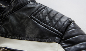 เสื้อแจ็คเก็ตหนังแฟชั่นสำหรับผู้ชาย, เสื้อโค้ทหนังแฟชั่นสี/บล็อกสำหรับขี่มอเตอร์ไซค์เสื้อโค้ทหนังเทียมสำหรับผู้ชาย - Product Image 4