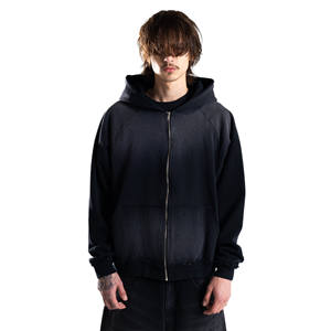 Streetwear personnalisé Sweats à capuche lourds lavés à l'acide pour hommes 100% coton Sweats à capuche zippés de haute qualité pour hommes - Product Image 5