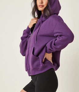 Sudadera con capucha y logotipo estampado ODM, sudaderas con cremallera para mujer, Sudadera con capucha holgada de peso pesado, venta al por mayor, sudadera con cremallera de primera calidad, ropa de mujer - Product Image 4