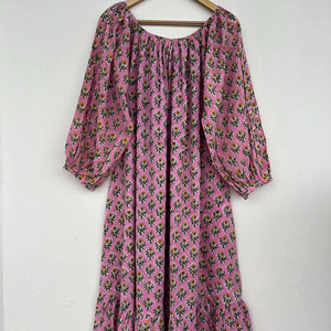 Exclusivo diseñador buscando moda mujer occidental Vintage verano algodón largo Maxi vestidos casuales cintura Natural hecho India - Product Image 1