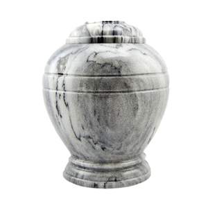 Urne de crémation en marbre de fumée légère cendres humaines forme de vase à pied classique pierre polie funérailles commémoratives - Product Image 1