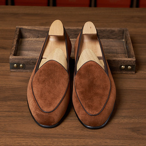 Chaussures décontractées européennes pour hommes avec bout rond, en daim antidérapant, chaussures en cuir uni britanniques pour hommes - Product Image 3