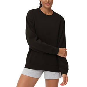 Sudadera de mujer con hombros caídos y cuello redondo de algodón 100% de peso pesado de alta calidad, diseño de impresión personalizado, sudaderas con capucha lisas informales para mujer - Product Image 5