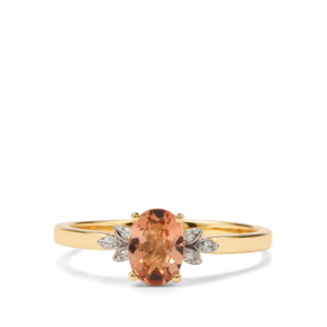 Anillo Ovalado de Turmalina Padparadscha de 0.81ct con Acento de Circonita Blanca, Oro de 9K, Joyería Fina y Delicada - Product Image 2