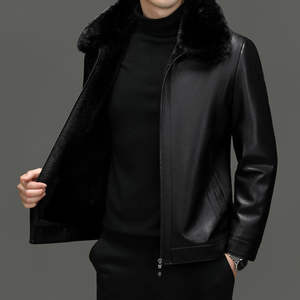 เสื้อแจ็คเก็ตหนังแท้ผู้ชาย พรีเมียม ทรงเข้ารูป อุ่นสบาย แฟชั่นลำลอง สำหรับฤดูหนาว - Product Image 6