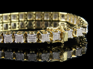 10K สีเหลืองทองแล็บออกแบบสี่เหลี่ยมเพชรหรูหราหรูหรากล่องคลาสสิกสร้อยข้อมือเชื่อมเครื่องประดับออกเย็น - Product Image 2