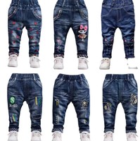 Jeans en denim stretch slim décontractés pour garçons, enfants et tout-petits