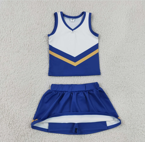 Baby Girls Hot Blue <b>Gold</b> Stripe Vest Skirt Shorts Team Yoga Active <b>Clothes</b> Sets - Product Image 6