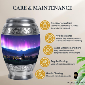 Elegante urna de cremación de aluminio recubierta de Meena grande (220 pulgadas cúbicas) y recuerdo (3 pulgadas cúbicas) urnas de cremación Premium - Product Image 5