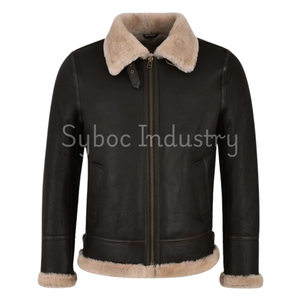 Veste en cuir marron en peau de mouton véritable pour hommes Parkas veste nouvelle grande taille hiver chaud fourrure veste personnalisée - Product Image 1