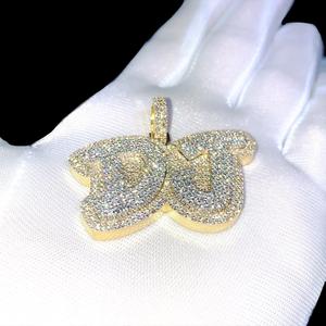 Pendentif personnalisé en argent sterling 925 avec diamant moissanite, bijoux hip-hop glacés avec plaqué or, pendentifs fins pour hommes - Product Image 2