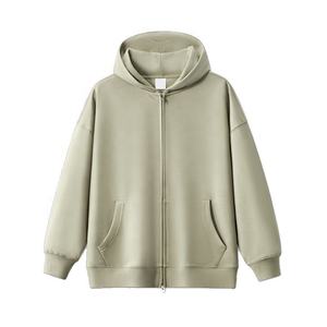 Gran oferta, sudaderas con capucha de invierno con cremallera de algodón 100% de alta calidad para hombre, logotipo personalizado bordado, hombro caído, doble cremallera, ajuste holgado - Product Image 5