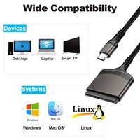 Cable SATA a USB C, adaptador de controlador duro SATA III tipo C de 3,1 a 2,5 "-convertidor externo para transferencia de datos SSD/HDD