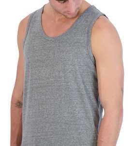 Lavish Look Men's XL Custom Logo Knitted Sport Tank <b>Top</b> Breathable Quick Dry Cotton <b>Mesh</b> Gym O-Neck Sleeveless Design High - Product Image 3