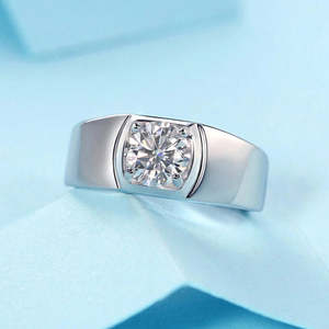 NOVAMART Fine Men's Hallmarked <b>Silver</b> <b>Ring</b> Classic Diamond Set in <b>Cross</b> Geometric Pattern Rhodium Plated Engagement Suitable Who - Product Image 2