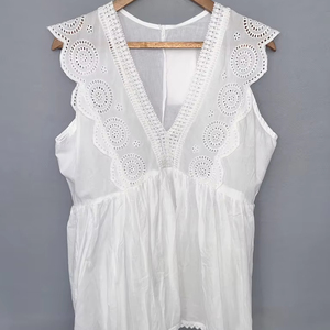 Verano encantador manga voladora mejor precio ropa informal larga lavable tamaño manga corta Mujer Casual plisado sin mangas con volantes - Product Image 1