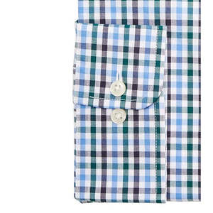 Camicia Classica da Uomo Regular-Fit in Gingham Elasticizzato Blu Popeline Taglia 36-37 con Colletto Button-Up Antipiega - Product Image 2